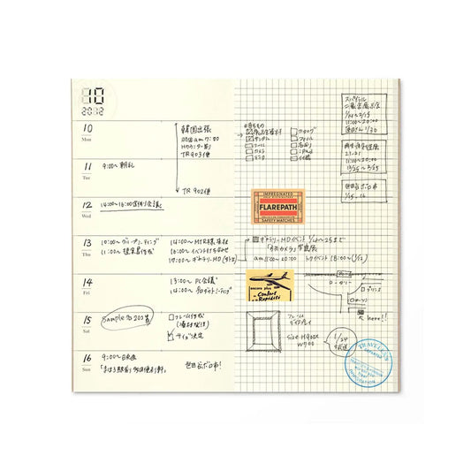 Traveler’s Notebook Refill 019 – Undated Diary Weekly & Grid | Regular Size