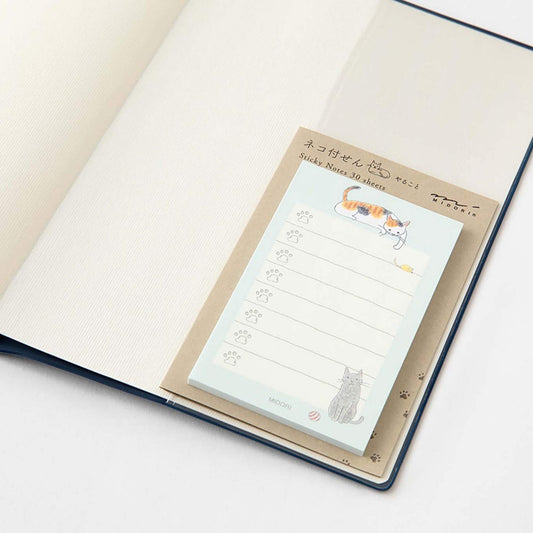 Midori To-Do Sticky Notes Cat Green featuring a checklist layout and playful cat illustrations