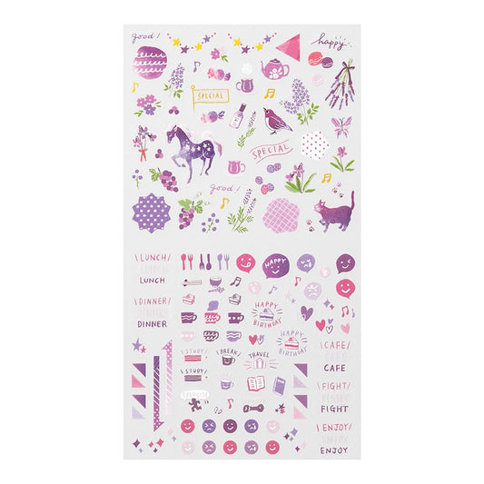 Midori Colour Series purple planner stickers – decorative mini stickers for planners and notebooks