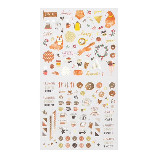 Midori Colour Series brown planner stickers – 1 sheet of neutral-toned icons for planning and notes