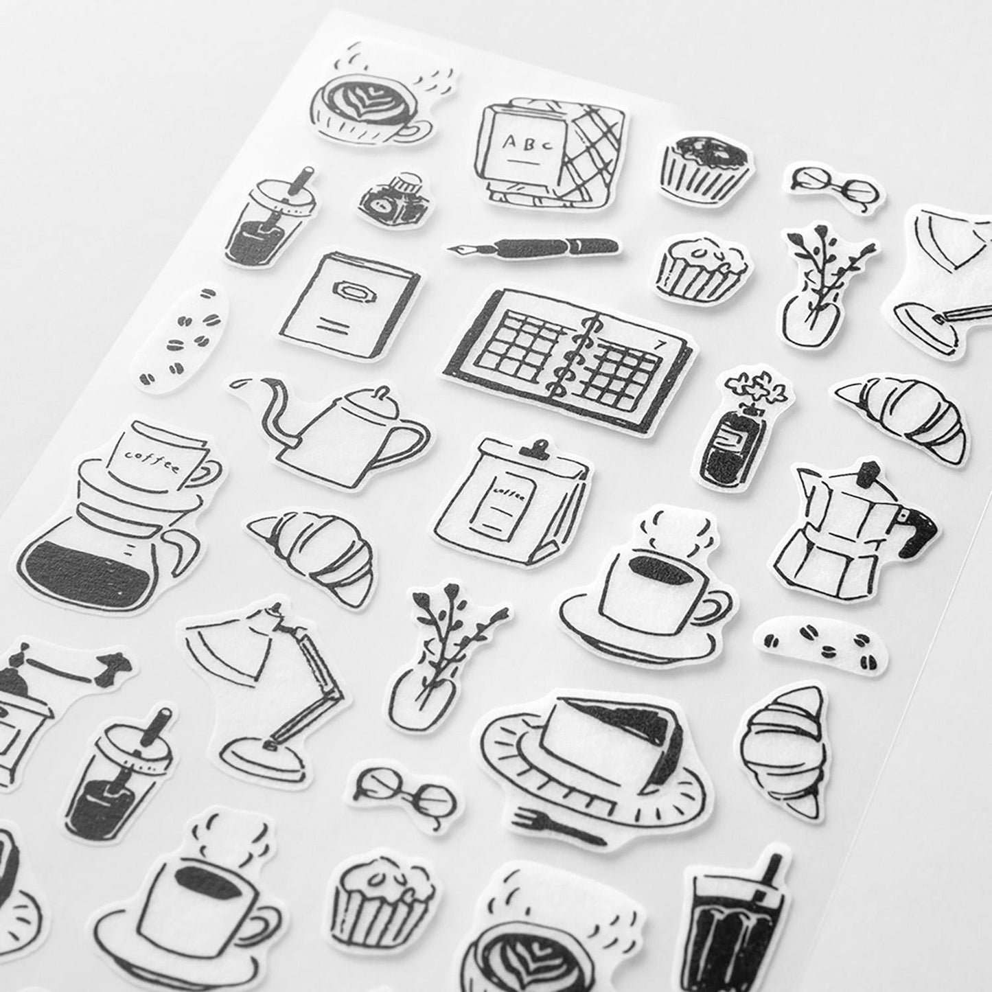 Midori Two‑Sheet Stickers – Monotone Café