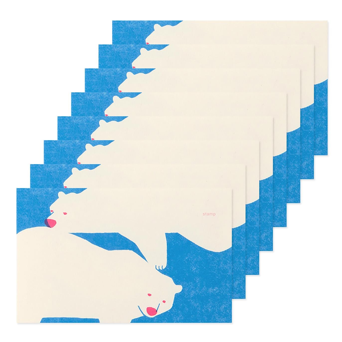 Midori Kimagure Bear Envelopes with polar bear design on blue background