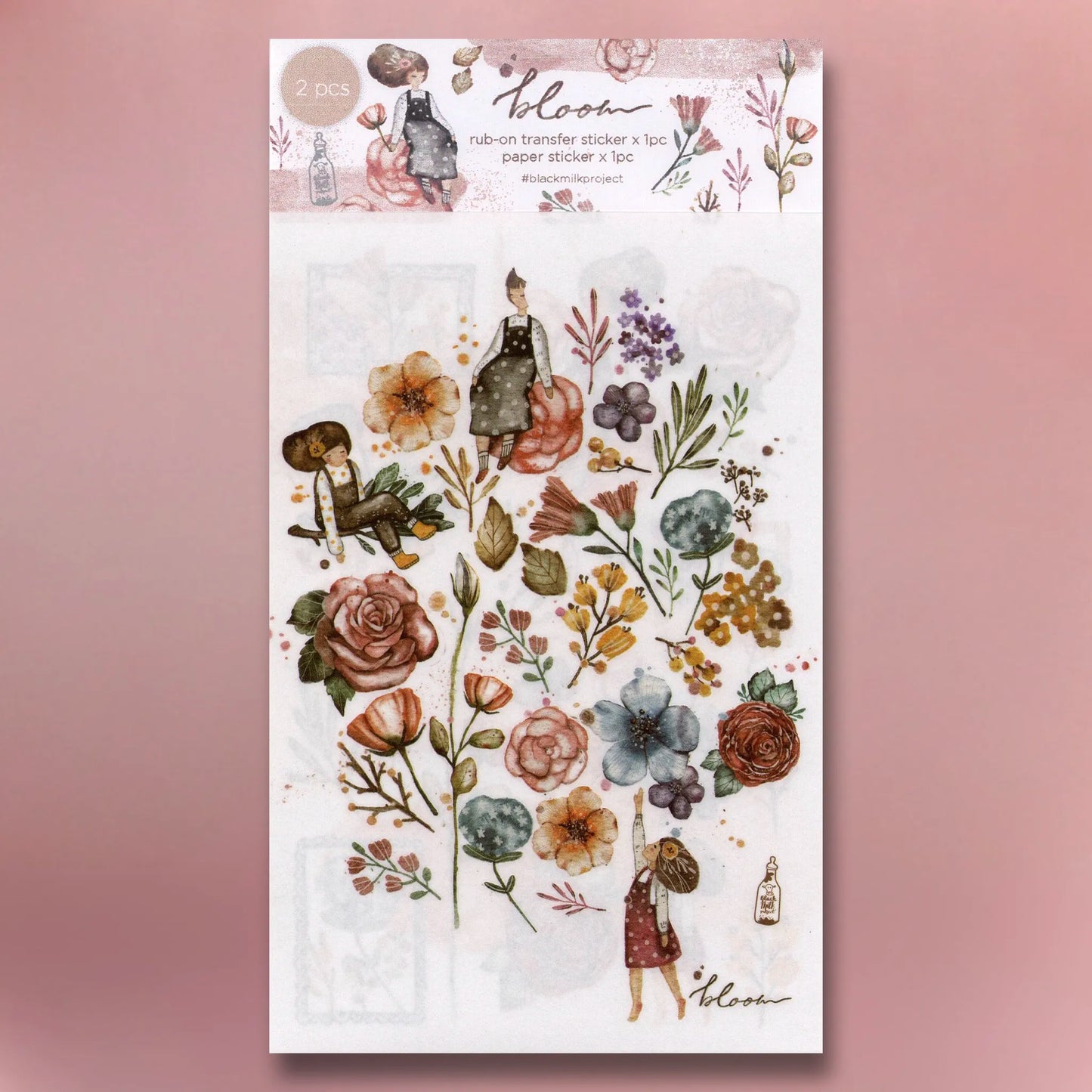 Black Milk Project Sticker Set - Bloom featuring intricate floral designs on print-on and paper sticker sheets