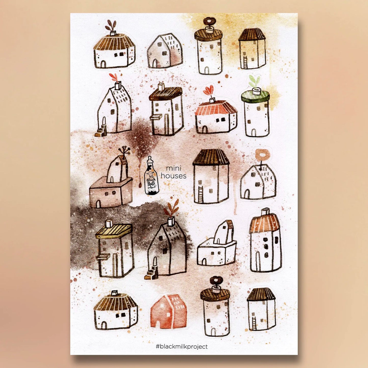 Black Milk Project Sticker - Mini Houses sheet featuring whimsical mini house illustrations