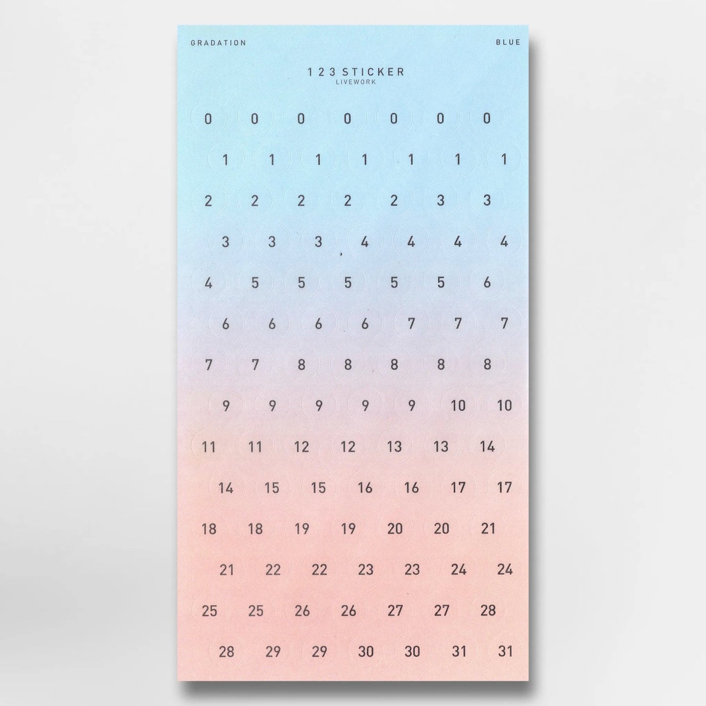 Livework Number 123 Sticker Sheet - Pink to Blue Gradient