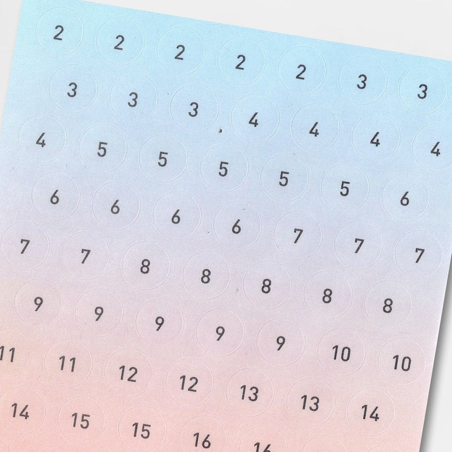 Livework Number 123 Sticker Sheet - Pink to Blue Gradient