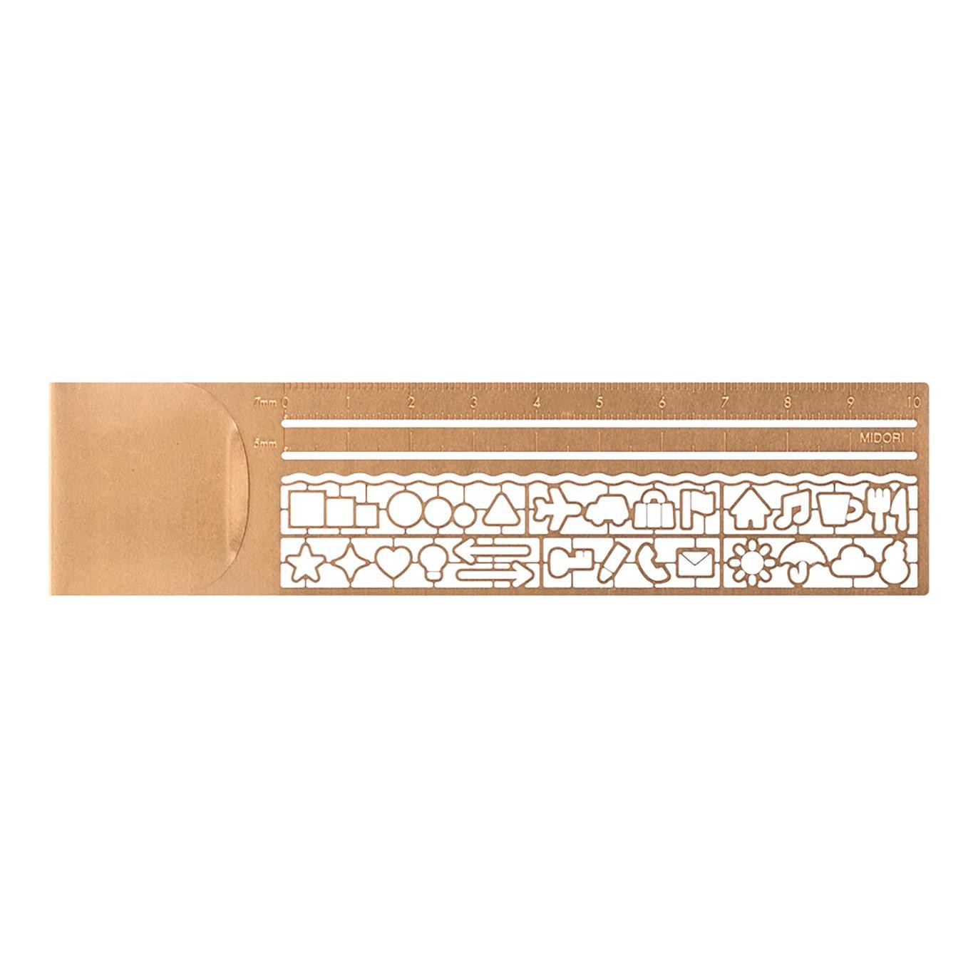 Midori Clip Ruler – Copper | 3-in-1 Bookmark, Ruler & Stencil