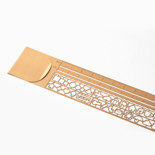 Midori 3-in-1 Clip Ruler, Bookmark & Stencil | Copper