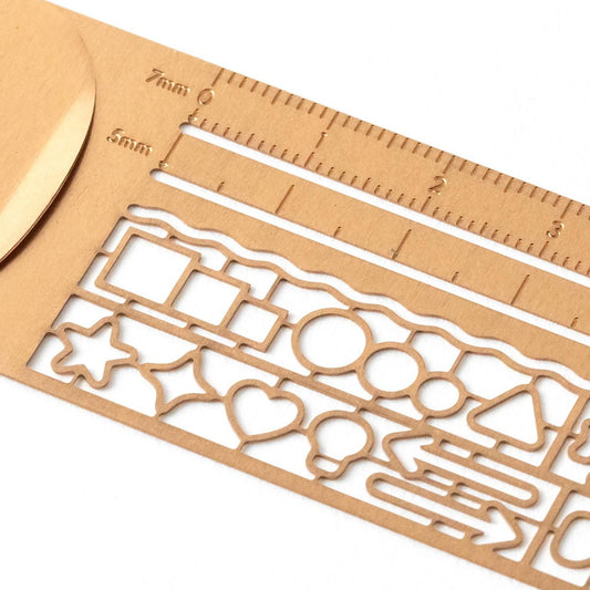 Midori 3-in-1 Clip Ruler, Bookmark & Stencil | Copper