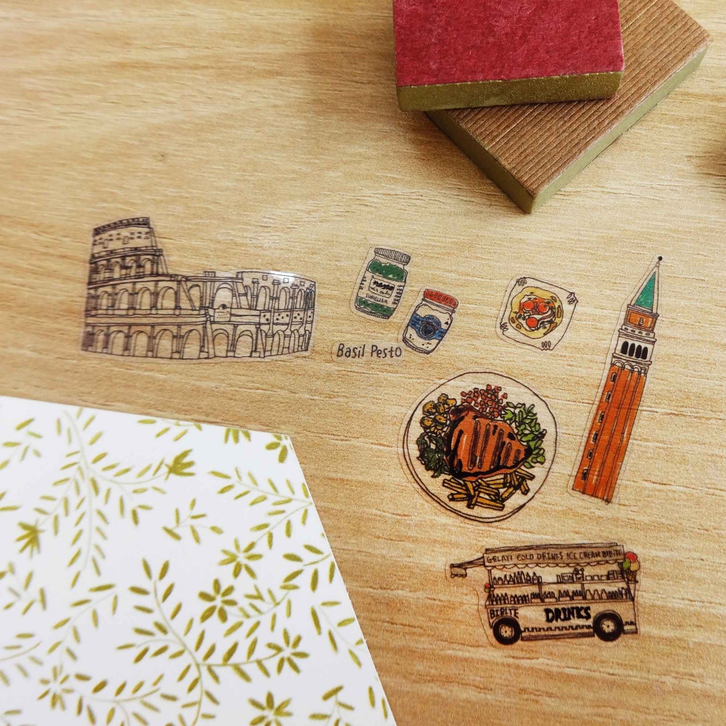 Suatelier Daily Deco Roman Holiday stickers with Colosseum pizza gelato and Italian landmarks