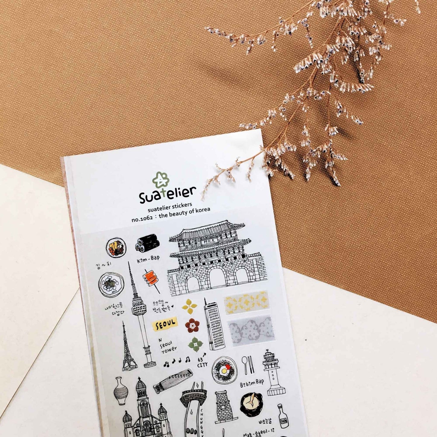 Suatelier Daily Deco The Beauty of Korea stickers with Seoul landmarks food and cultural illustrations