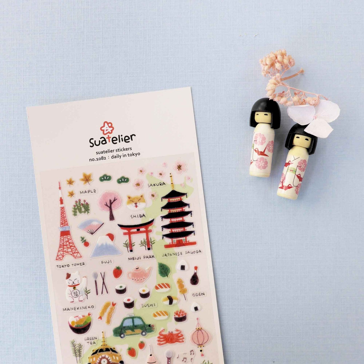 Suatelier Daily Deco Daily in Tokyo stickers with sakura Mount Fuji Shiba and Japanese city icons