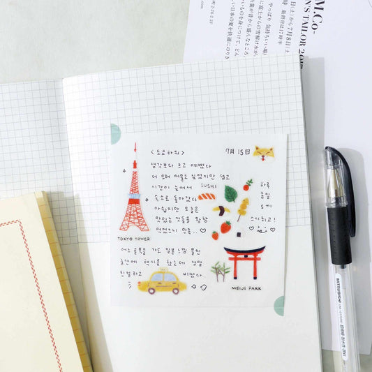 Suatelier Daily Deco Daily in Tokyo stickers with sakura Mount Fuji Shiba and Japanese city icons