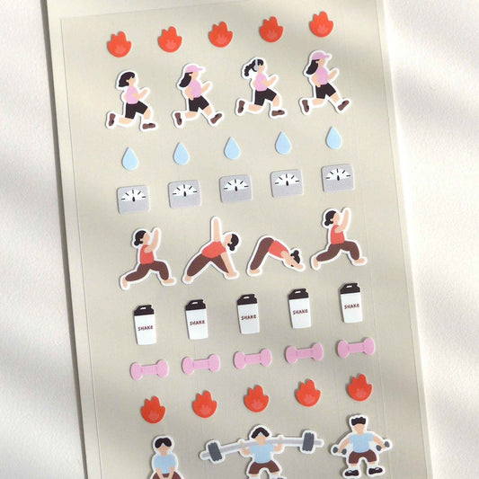 suatelier mini series fitness routine stickers workout icons planner stickers korea