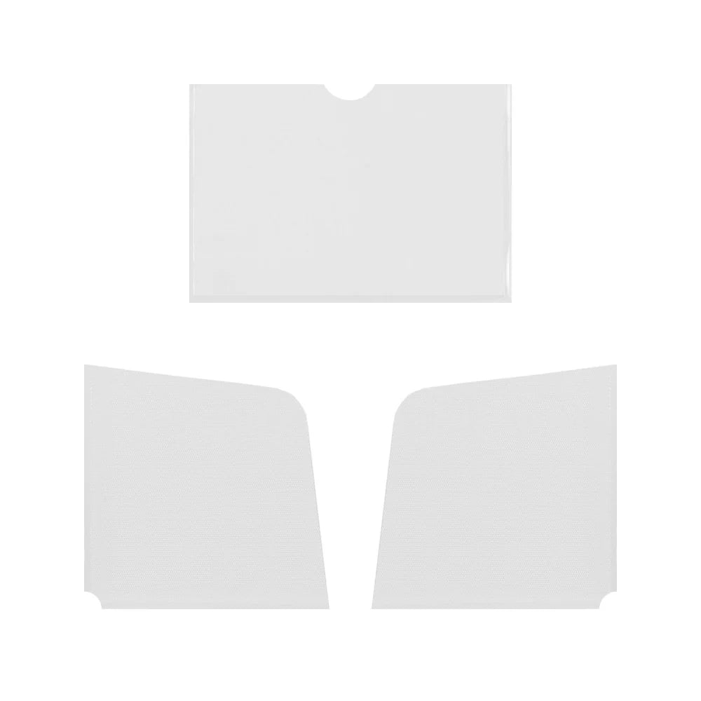 TRAVELER’S notebook self-adhesive pocket stickers with three clear PVC storage pockets for Regular Size notebooks.