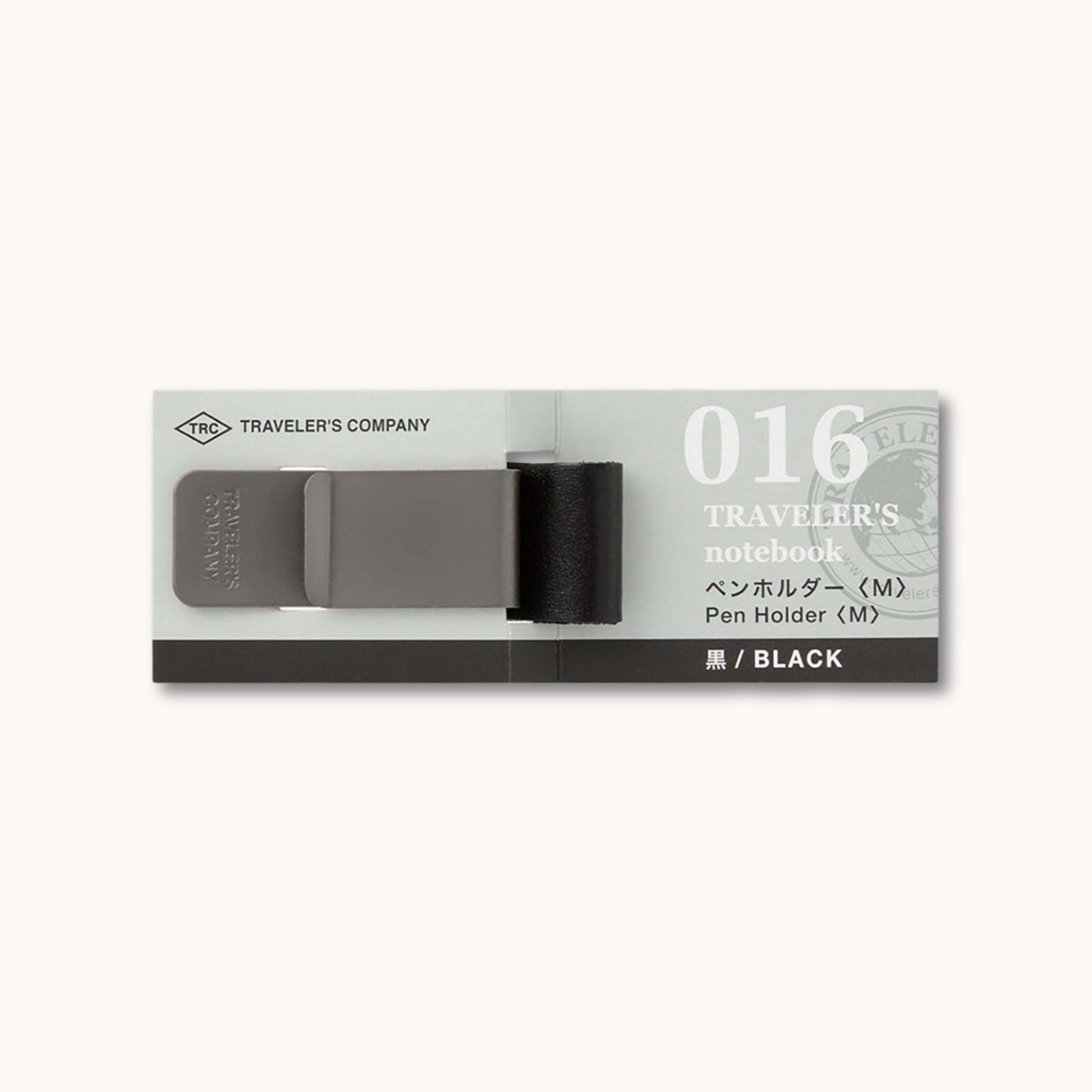 Pen holder packaging for Traveler's Company notebook on a white background