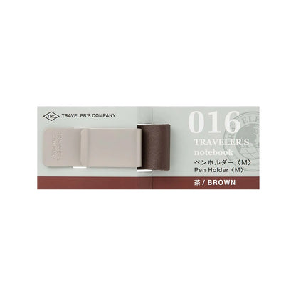 Brown leather pen holder for Traveler’s Notebook – medium size, clips onto refill, in stock South Africa
