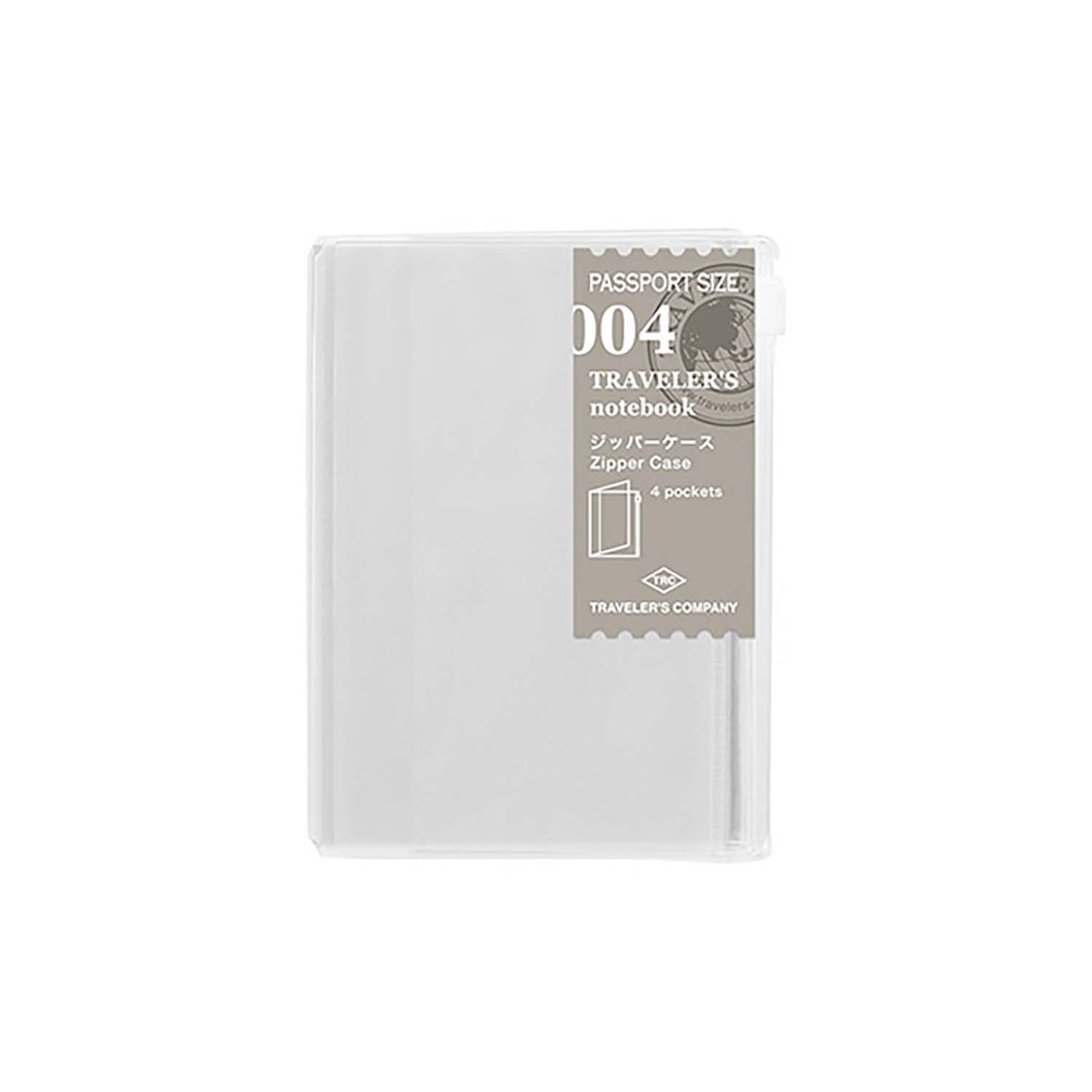 TRAVELER’S notebook Passport Size Refill 004 – Zipper Pocket insert with 1 zippered and 2 open pockets. Made of PVC.