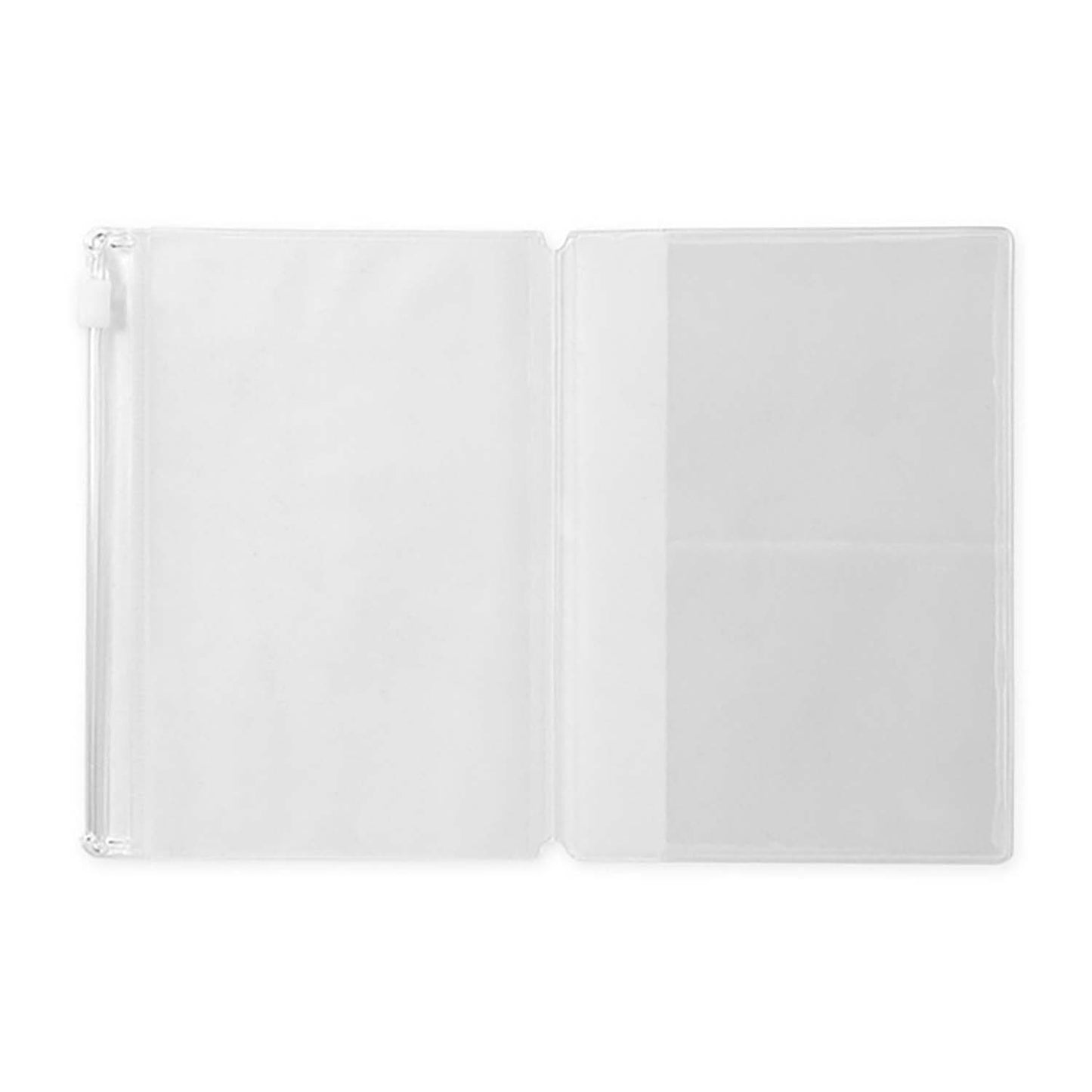 TRAVELER’S notebook Passport Size Refill 004 – Zipper Pocket insert with 1 zippered and 2 open pockets. Made of PVC.