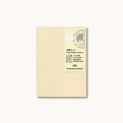 TRAVELER’S notebook Refill 006 Undated Monthly Diary | Passport Size with 14 months of monthly planning pages