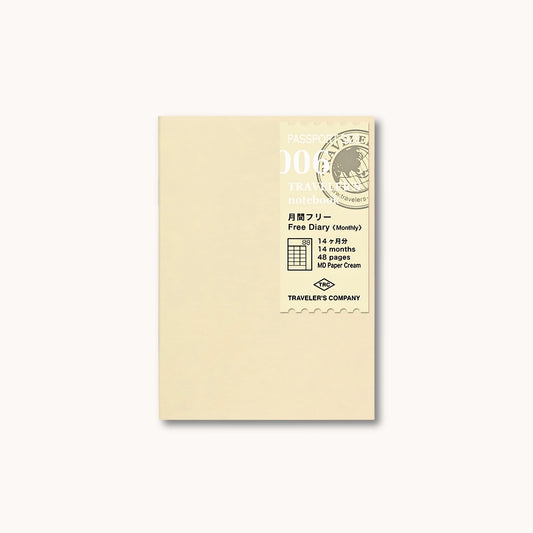 TRAVELER’S notebook Refill 006 Undated Monthly Diary | Passport Size with 14 months of monthly planning pages