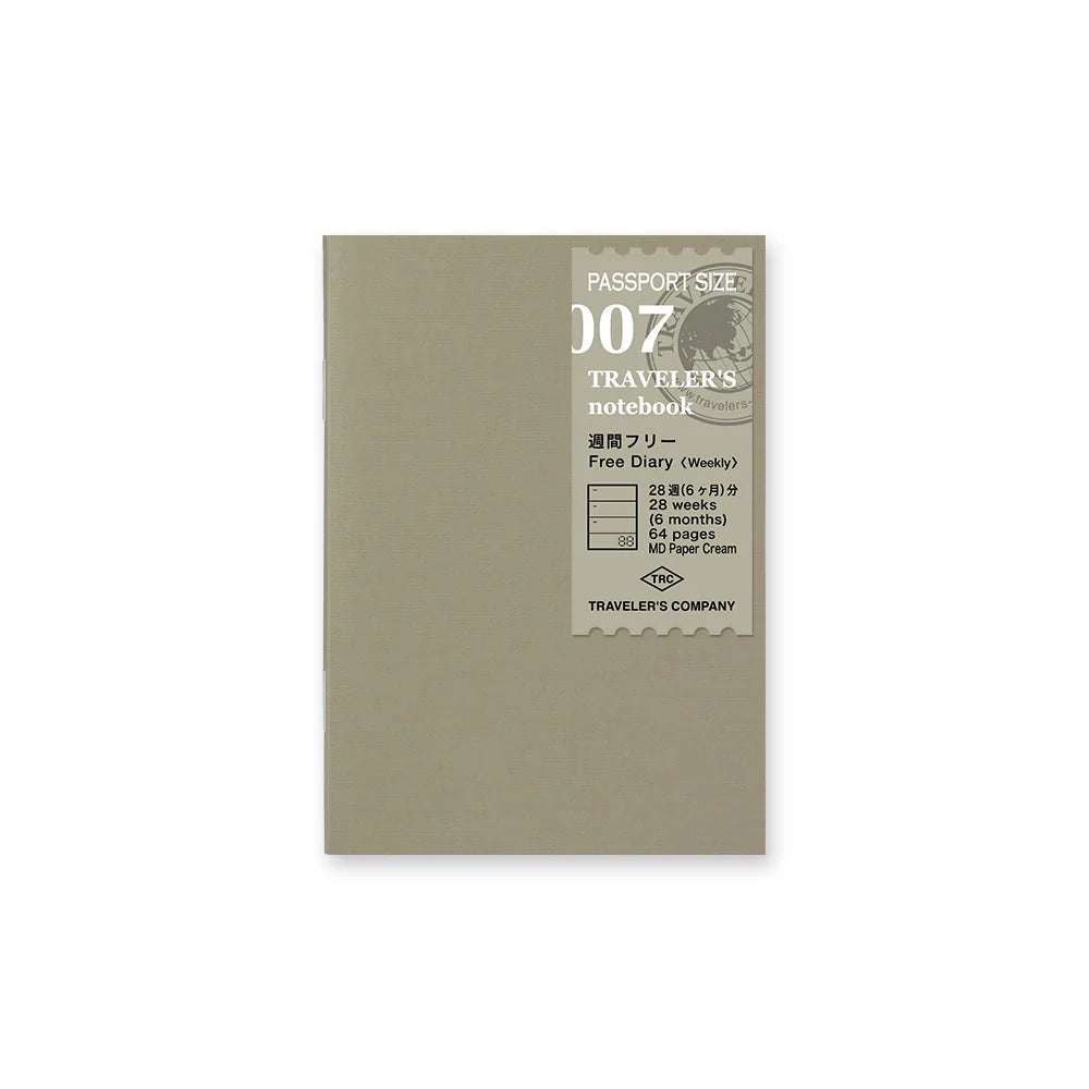 TRAVELER’S notebook Refill 007 Weekly Free Diary | Passport Size with 28 weeks and monthly pages