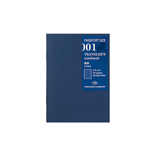 TRAVELER’S notebook Passport Size Refill 001 – Lined MD Paper with 6.5mm ruled pages, 64 pages.