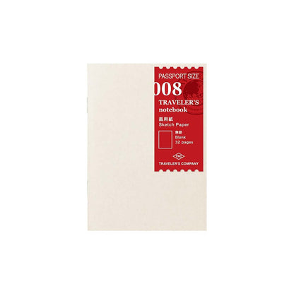 TRAVELER’S notebook Refill 008 Sketch Paper | Passport Size with 32 blank pages