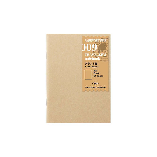 TRAVELER’S notebook Passport Size Refill 009 – Blank kraft paper insert with 64 pages, perfect for collage, scrapbooking, or rougher writing textures.
