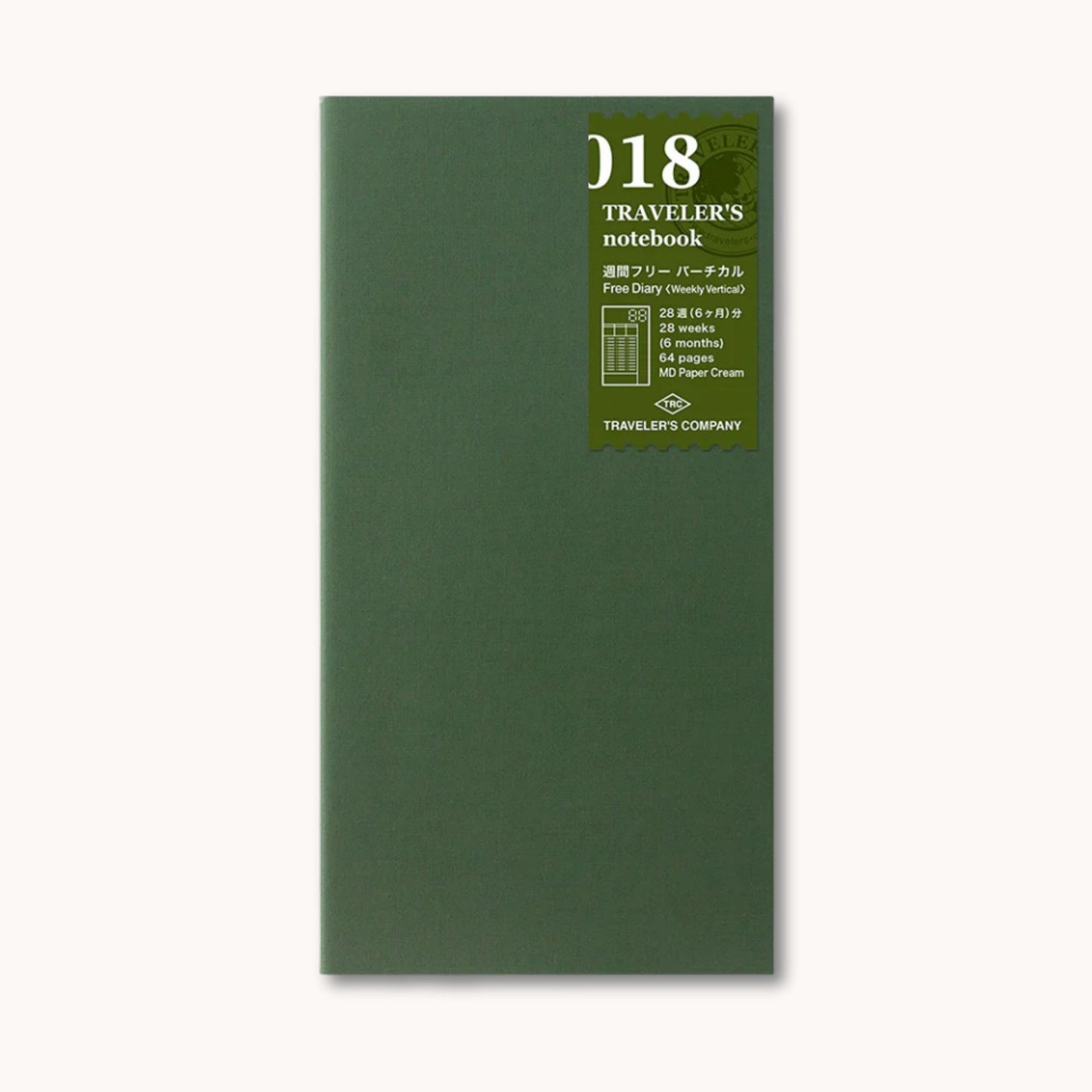 TRAVELER’S notebook Refill 018 Weekly Free Vertical | Regular Size with 28 weeks and monthly pages
