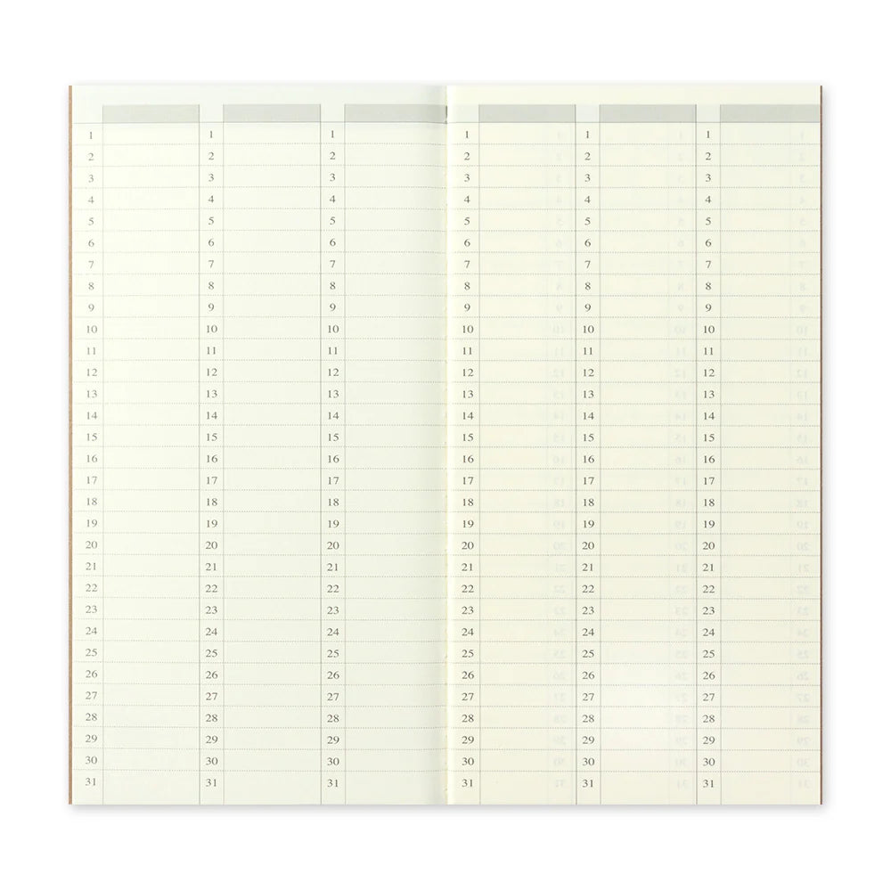 TRAVELER'S notebook Refill 018 – Undated Weekly Vertical Diary | Regular