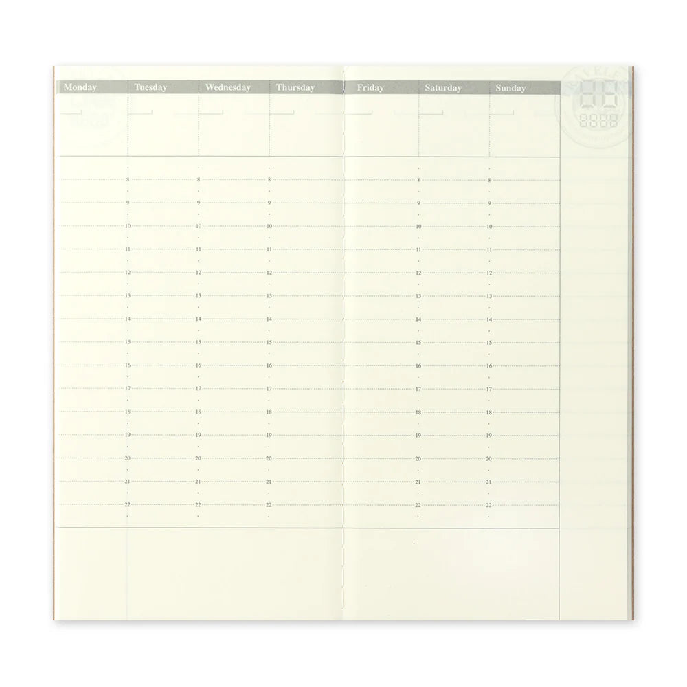 TRAVELER’S notebook Refill 018 Weekly Free Vertical | Regular Size with 28 weeks and monthly pages