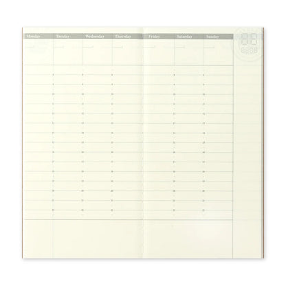 TRAVELER’S notebook Refill 018 Weekly Free Vertical | Regular Size with 28 weeks and monthly pages