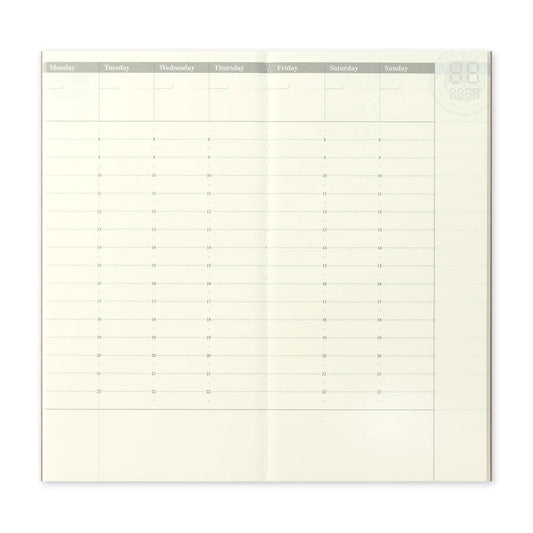 TRAVELER’S notebook Refill 018 Weekly Free Vertical | Regular Size with 28 weeks and monthly pages