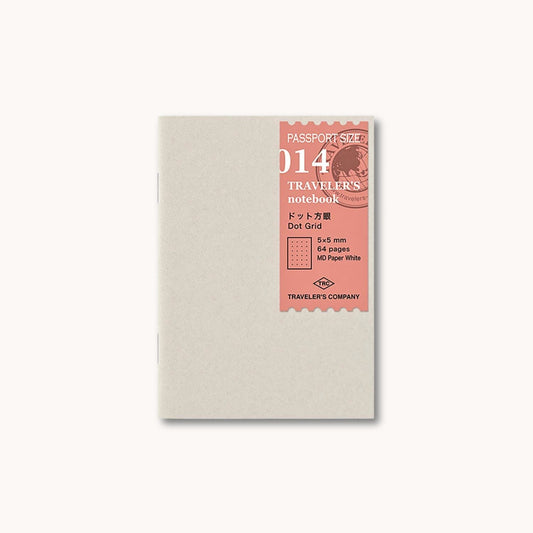 Front cover of TRAVELER’S notebook Passport Size Refill 014 – Dot Grid (MD Paper White)