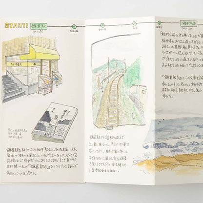 Accordion fold refill for TRAVELER’S notebook with 13 blank pages, ideal for sketching, painting or creative layouts.