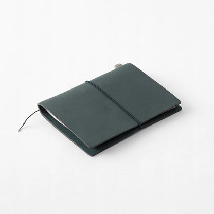 TRAVELER’S Company Passport Size notebook in Blue with elastic band and smooth leather cover