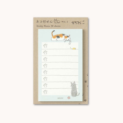  Midori To-Do Sticky Notes Cat Green featuring a checklist layout and playful cat illustrations