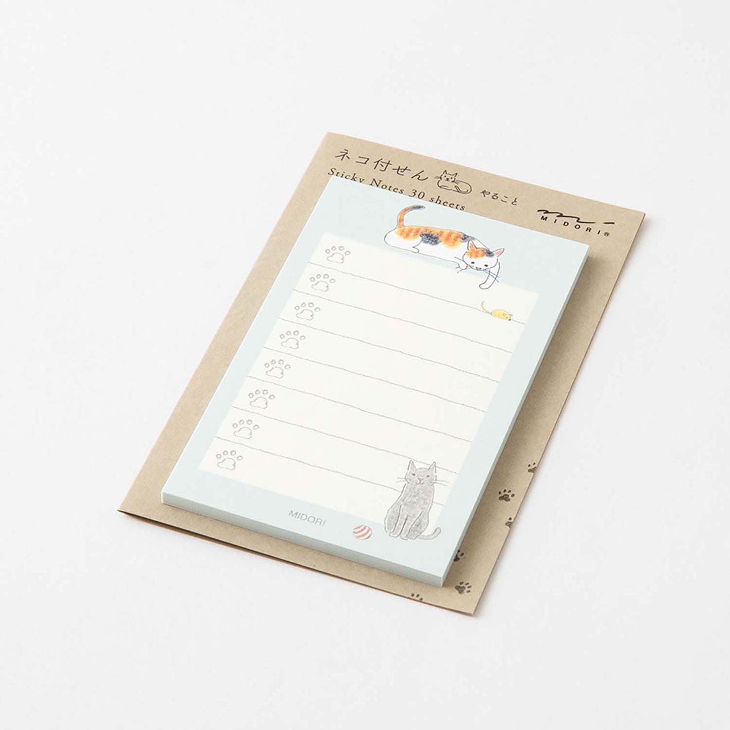Midori To-Do Sticky Notes Cat Green featuring a checklist layout and playful cat illustrations