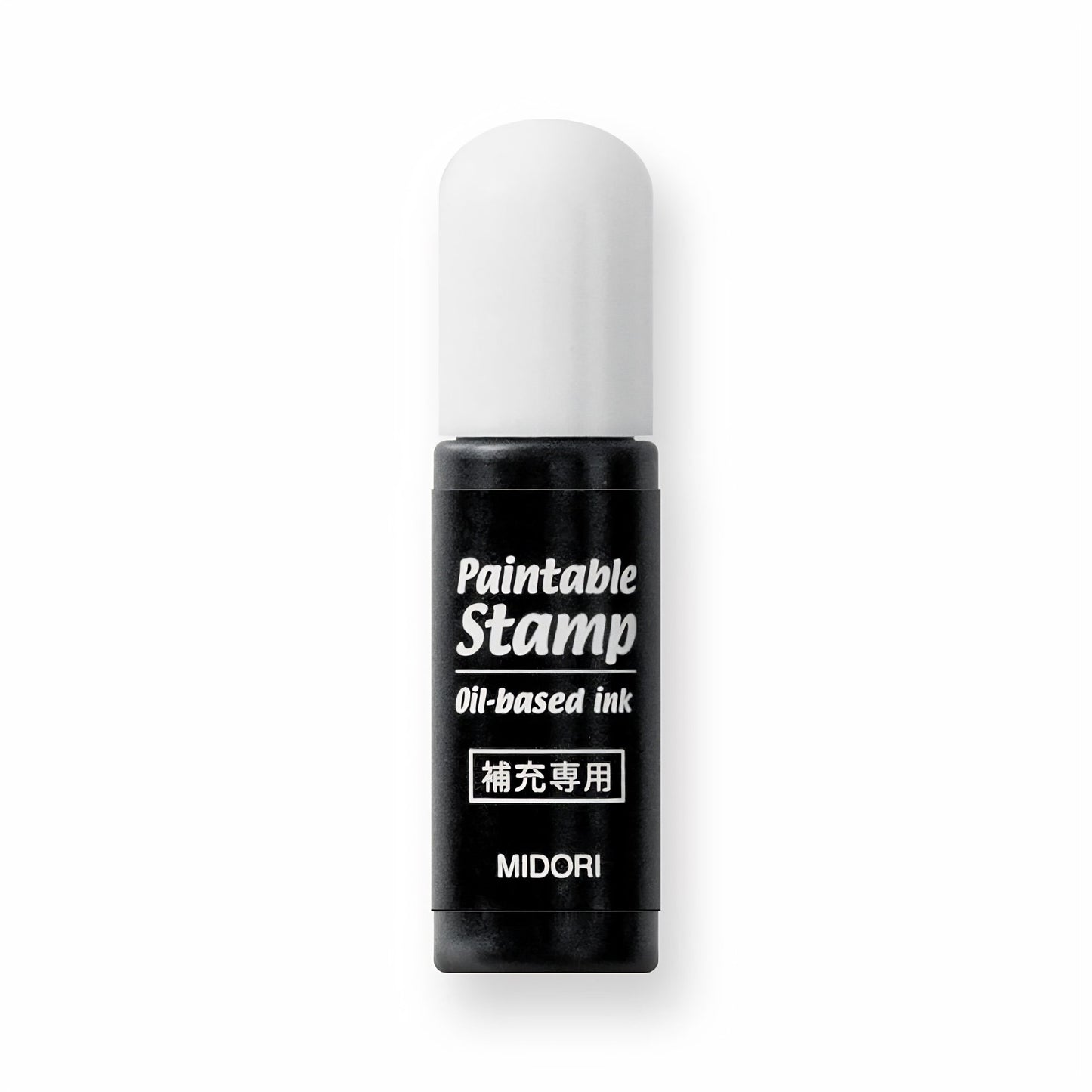 Midori paintable stamp refill ink bottle in black, 5ml oil-based ink for pre-inked stamps, Japanese stationery