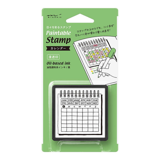 Midori Pre-Inked Paintable Stamp – Frame-style mini calendar for planners and journaling