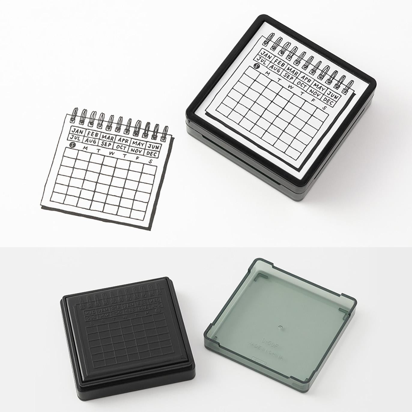 Midori Pre-Inked Paintable Stamp – Frame-style mini calendar for planners and journaling