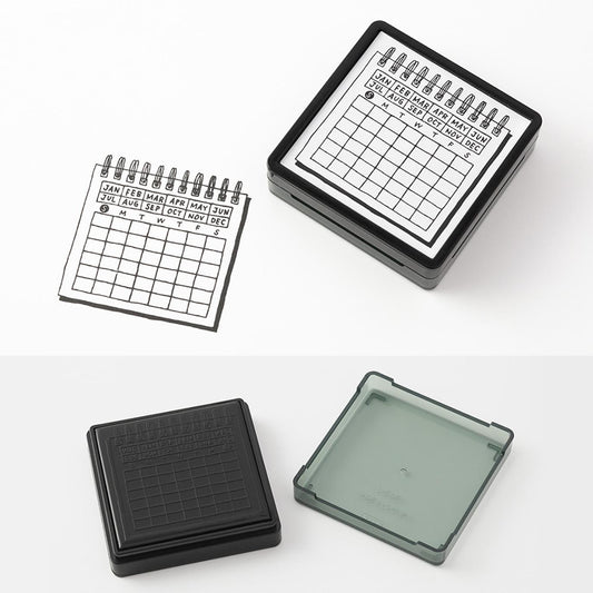 Midori Pre-Inked Paintable Stamp – Frame-style mini calendar for planners and journaling