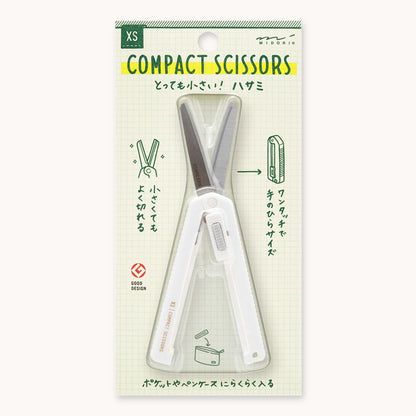 Midori XS white compact scissors in packaging