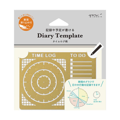 Midori brass diary time log template with circular time chart and to-do list cut-outs for planners and journals