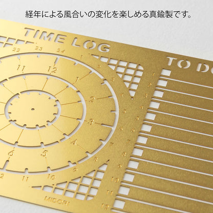Midori brass diary time log template with circular time chart and to-do list cut-outs for planners and journals
