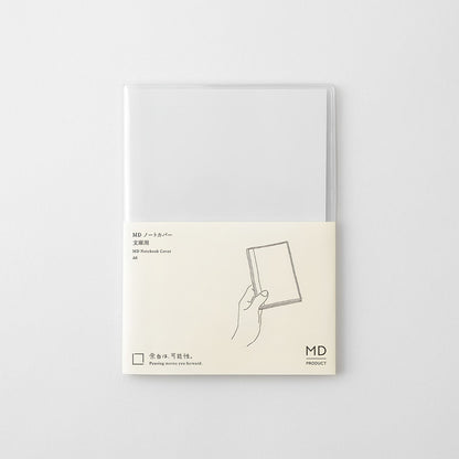 Clear PVC cover designed for the MD Notebook A6 with integrated pen holder