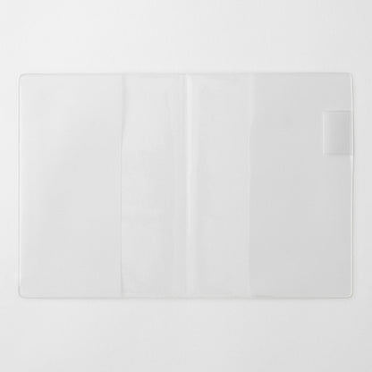 Clear PVC cover designed for the MD Notebook A6 with integrated pen holder