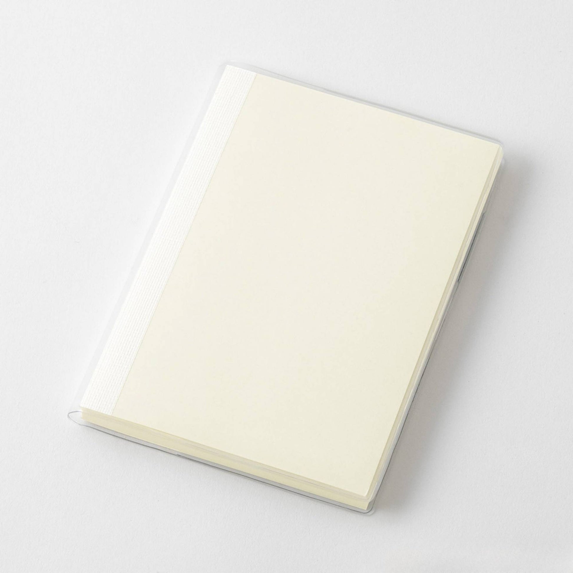 Clear PVC cover designed for the MD Notebook A6 with integrated pen holder