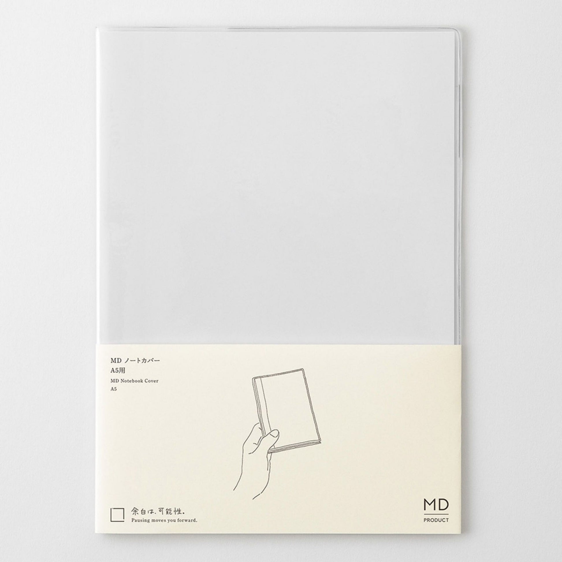 Clear PVC cover designed for the MD Notebook A5 with integrated pen holder